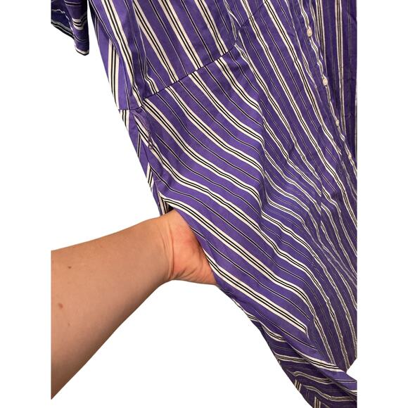Ralph Lauren Womens Shirt Dress 18W 18 Purple Striped Classic Preppy Old Money - Picture 9 of 13